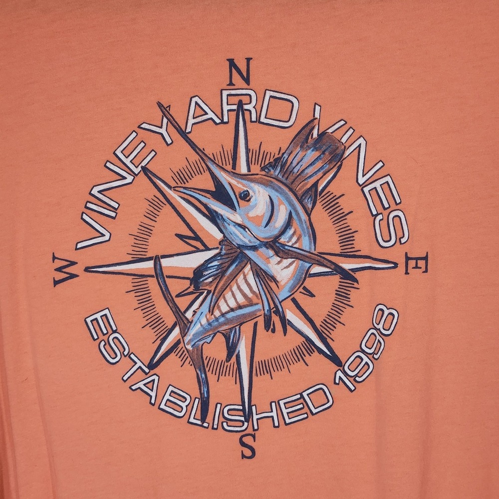 2015 Vinyard Vines Long Sleeve Marlin T Shirt Men's Size XL Creamcicle Color - Picture 2 of 9